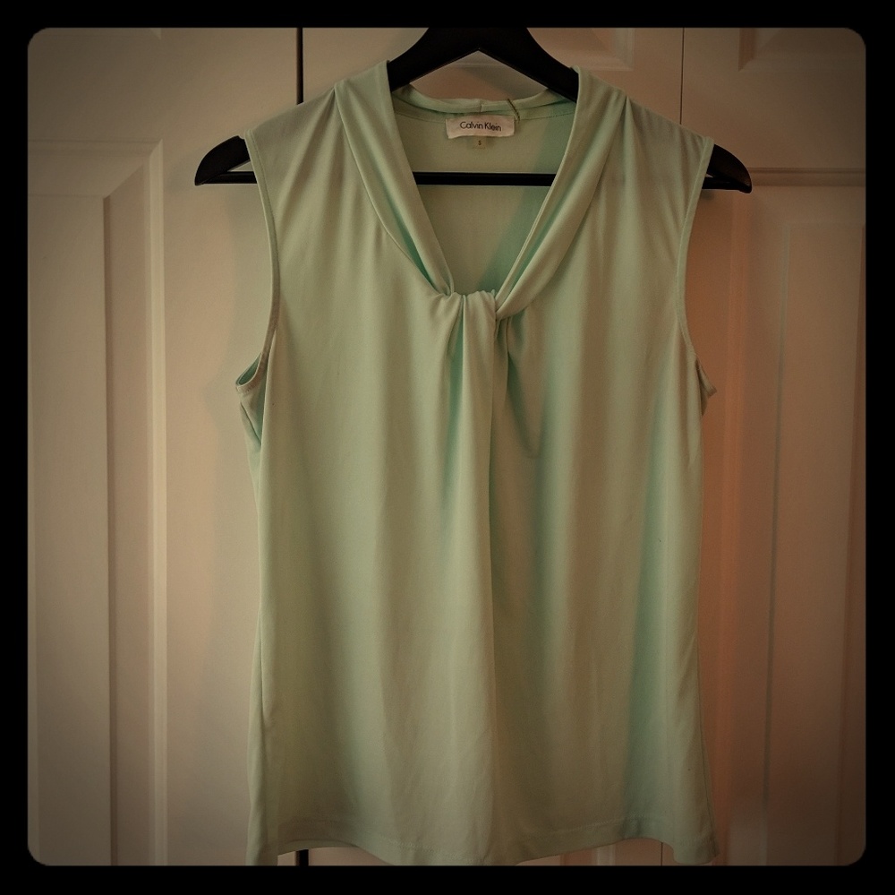 Calvin Klein sleeveless tan with draped top career
